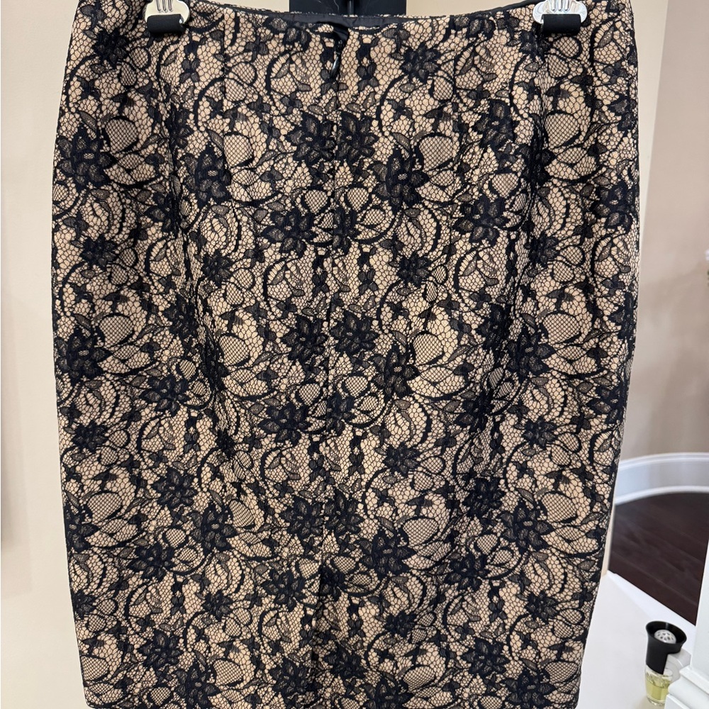 Talbots Elegant Black Lace Overlay Skirt